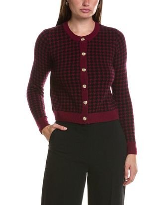 Bruno Magli Houndstooth Crewneck Wool & Cashmere-Blend Cardigan