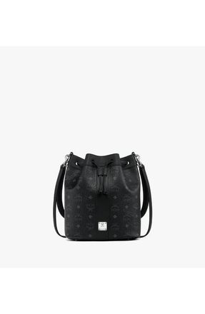 MCM Medium Dessau Drawstring Bag in Visetos in Black at Nordstrom