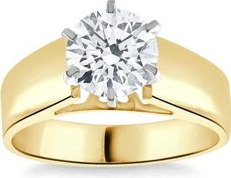 Pompeii3 2Ct Round Moissanite Solitaire Engagement Ring 14k Yellow Gold