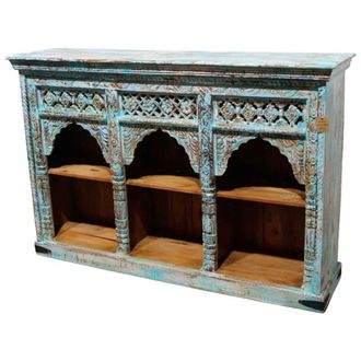 Wanderlust Deco Aparador de madera azul acabado artesanal 160x40x107cm