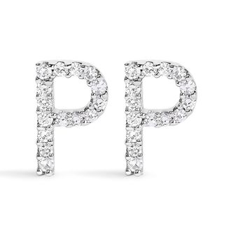 House of Brilliance 10K Gold 1/10 Cttw Diamond Initial A to Z Stud Earring