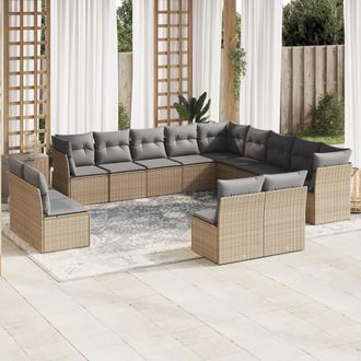 vidaXL Set De Sof&aacute;s De Jard&iacute;n 12 Pzas Y Cojines Rat&aacute;n Sint&eacute;tico Marr&oacute;n Vidaxl