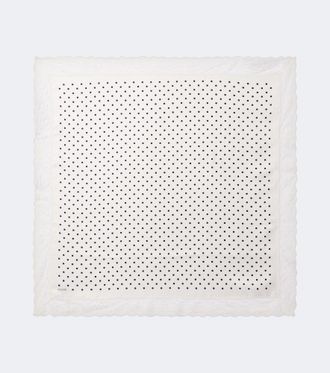 Poss&eacute; Junia polka-dot lace-trimmed silk scarf