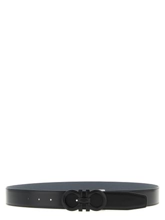 Ferragamo Gancini Calfskin Belt - Gray
