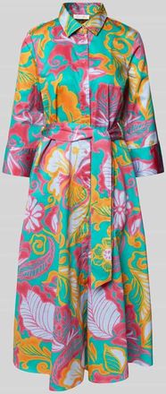 Christian Berg Hemdblusenkleid mit Bindegürtel in Tuerkis, Größe 38