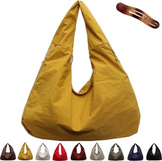 Generic Luna Lush Bag, Maison Ginza Luna Lush Bags, Large Capacity Nylon Solid Solid Color Draped Tote (Yellow)