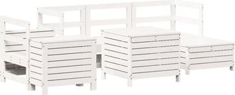 vidaXL vidaXL 7 Piece Garden Sofa Set White Solid Wood Pine
