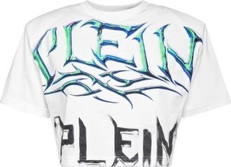 Philipp Plein Tops, Dames, Wit, L, Katoen, T-Shirt Ronde Hals