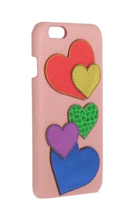 Dolce & Gabbana Pink Leather Heart Phone Cover Accessory
