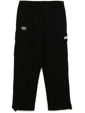 Aape By A Bathing Ape Moonface logo-appliqu&eacute; cargo track pants - men - Polyester/Cotton - M - Black
