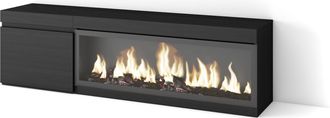 Skraut Home Skraut Home - Mueble Tv, Televisi&oacute;n, Muebles De Sal&oacute;n, Almacenaje, 160, Para Tv Hasta 65, Chimenea El&eacute;ctrica Xxl, Estilo Moderno, Negro
