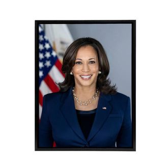 Artery8 US Vice President Kamala Harris Framed Canvas Wall Art Print | Size: W24 x H32