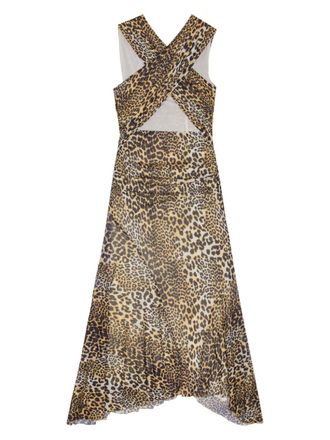 Ganni Womens Leopard Print Midi Dress - Brown Textile - Size EU 36 (Womens)