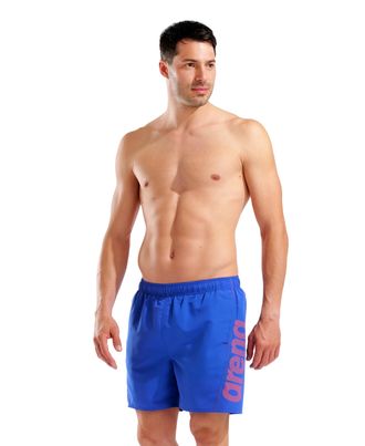Arena Badeshorts ARENA FUNDAMENTALS ARENA LOGO BOXER R, Herren, Gr. XXL, N-Gr, neon blau, team orange, Obermaterial: 100% Polyester, Badehosen Badeshorts