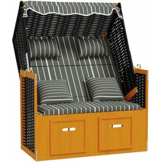 vidaXL Silla Strandkorb Con Cojines Rat&aacute;n Sint&eacute;tico Madera Negro Gris Vidaxl