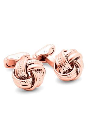 Tateossian Thompson Satin Dot Knot Cuff Links in Rose Gold at Nordstrom
