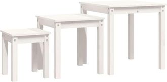 vidaXL Vidaxl - Mesas Apilables 3 Piezas Madera Maciza De Pino Blanco