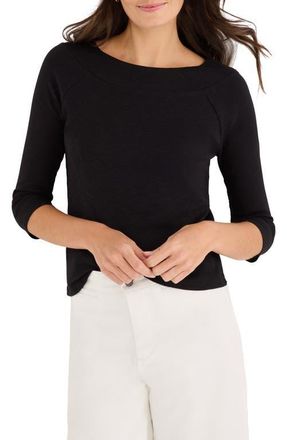 Nic+Zoe Boat Neck Three-Quarter Sleeve Cotton Blend Top in Black Onyx at Nordstrom, Size Xx-Large