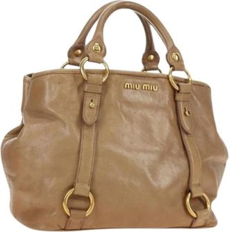 Miu Miu Pre-owned Hand Bag - Dames - Vintage Handtas - Beige - ONE Size - Leer - Vintage