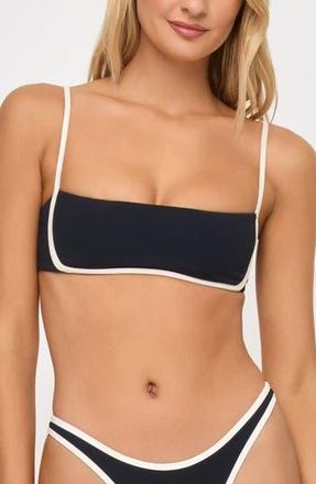 L*Space Hazel Ribbed Bikini Top in Black/Cream at Nordstrom Rack, Size X-Small
