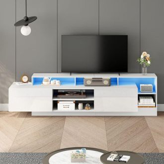 OEM Mueble De Tv Moderno, Blanco, Con Pantalla Led, 2 Puertas, Mueble De Sal&oacute;n, 190 X 40 X 48,5 Cm