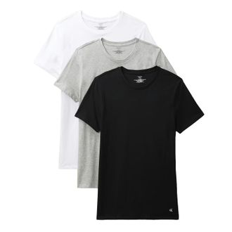 Calvin Klein Mens 3 Pack Short Sleeve Cotton T-Shirts, Multicolor (Black, White, Grey Heather), XL