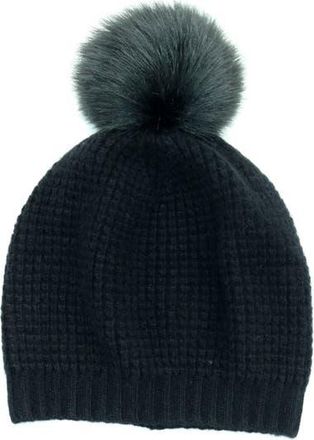 Portolano Cashmere stitched hat with pom in Black at Nordstrom