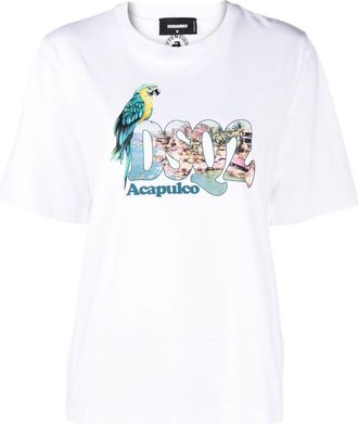 Dsquared2 graphic-print short-sleeve T-shirt - women - Cotton - M - White