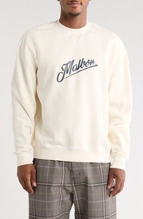 Malbon Golf Grayson Logo Cotton Sweatshirt in Beige at Nordstrom, Size Xx-Large