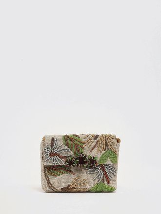 Maliparmi Pochette in cotone e perline ricamate