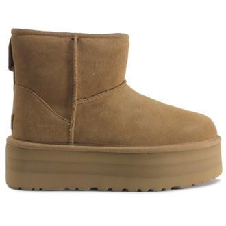 UGG Classic Mini Platform Suede Womens Ankle Boots - Chestnut - Size:UK 7