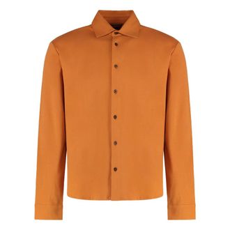 Moorer Oranje shirt met lange mouwen- veelzijdig en elegant - Heren - Casual Overhemden - Oranje - M - Katoen - Overhemden