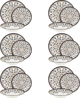 Arca Servizio 18 piatti porcellana decoro mandala Agadir