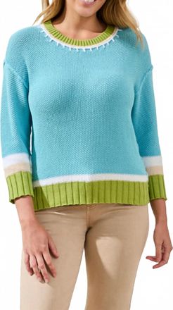 Tribal Womens Crew Neck Sweater In Aqua