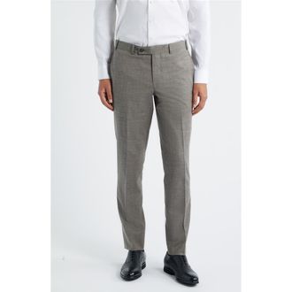 Jack Victor Patrick Tropical Wool, Silk & Linen Blend Pants in Greige at Nordstrom, Size 33