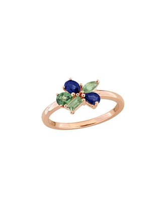 Rina Limor Rose Gold Over Silver 1.43 ct. tw. Blue Sapphire, Dark Green Sapphire, Light Green Sapphire, Light Green Sapphire -B