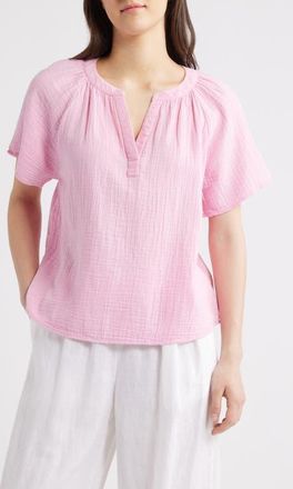 Beach Lunch Lounge Adie Cotton Guaze Popover Top in Wild Rose Wash at Nordstrom, Size X-Large