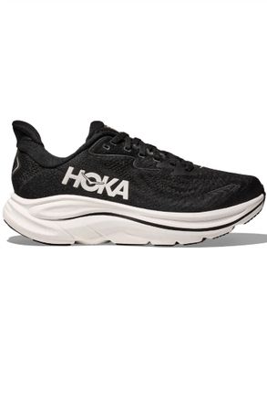 Hoka One One Womens Clifton 10 Running Shoe In Black/white