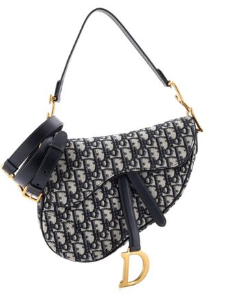 Dior Saddle Handbag with Strap Oblique Canvas Medium shoulder bag - Blue