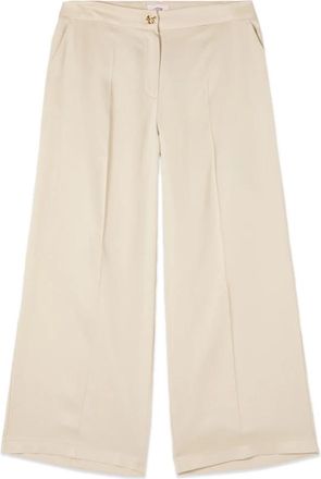 Oltre Cropped Palazzo Broek - Dames - Wijde Broeken - Beige - 3XL - Polyester - Broeken