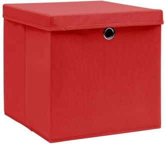 vidaXL Cajas de almacenaje con tapas 10 uds rojo 28x28x28 cm vidaXL