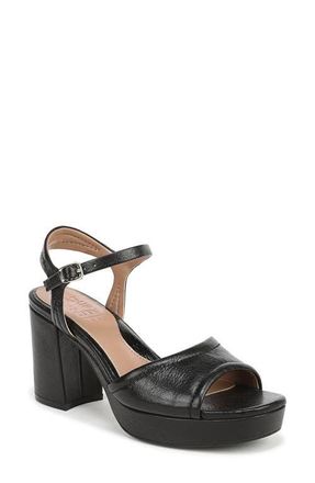 Naturalizer Petra Ankle Strap Platform Sandal in Black Leather at Nordstrom, Size 6.5