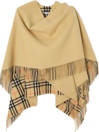 Burberry Matella In Lana - Dames - Ponchos - Beige - ONE Size - Wol - Jassen