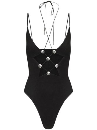 Area star cut-out bodysuit - Black
