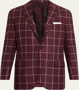 Kiton Mens Cashmere Check Sport Coat