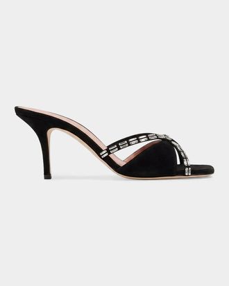 Malone Souliers Penn 70MM Embellished Suede Sandals