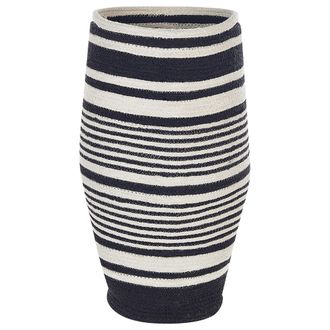Beliani Cesta De Algod&oacute;n Blanco Negro 64 Cm Trenzado Almacenaje Accesorio Arrah