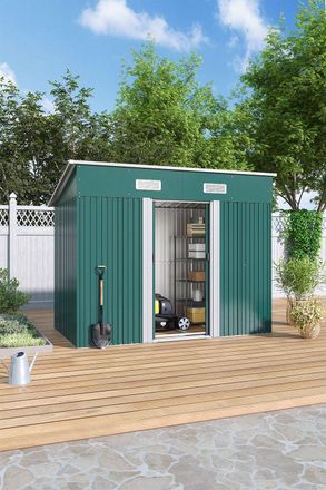 H&O Direct Outdoor Compact Metal Patio Storage Tool Shed in Green