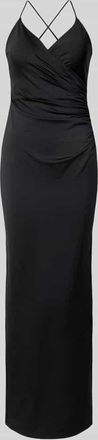 Jake*s Abendkleid mit gekreuzten Trägern und V-Ausschnitt in Black, Größe 32