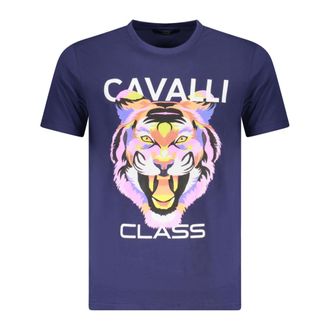 Cavalli T-Shirts, male, Blue, Size: 2XL Short Sleeve T-Shirt